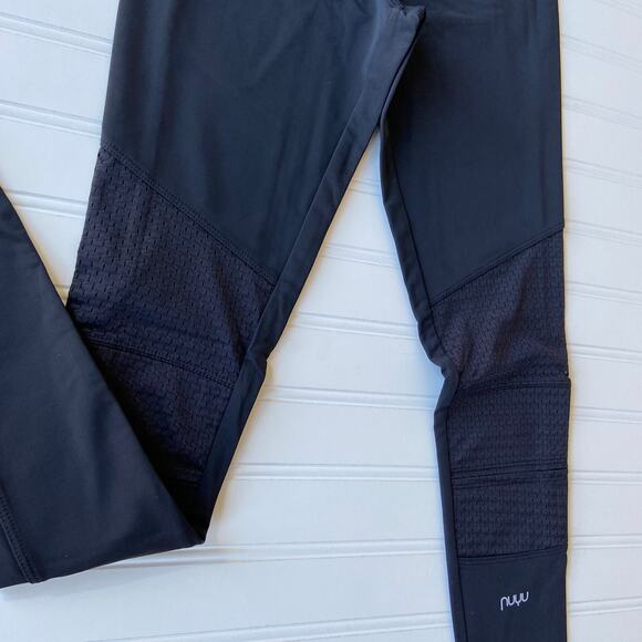 Nuyu XS Black High Waist Full Length Mesh Panel Athletic Workout Yoga Legging - Picture 3 of 10